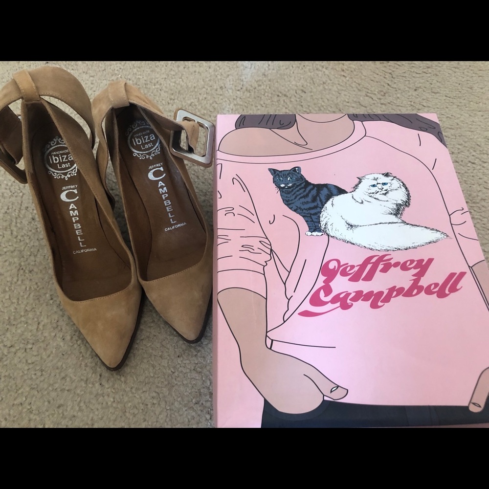 Jeffrey Campbell Park Ave Nude Suede Heels